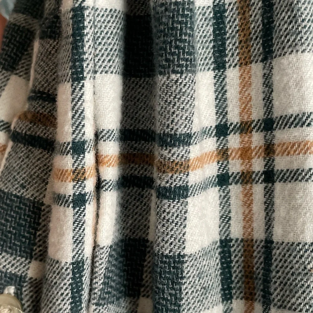 Sonoma Forest Green and Cream Plaid Flannel Men's Shirt 100% Cotton size LT